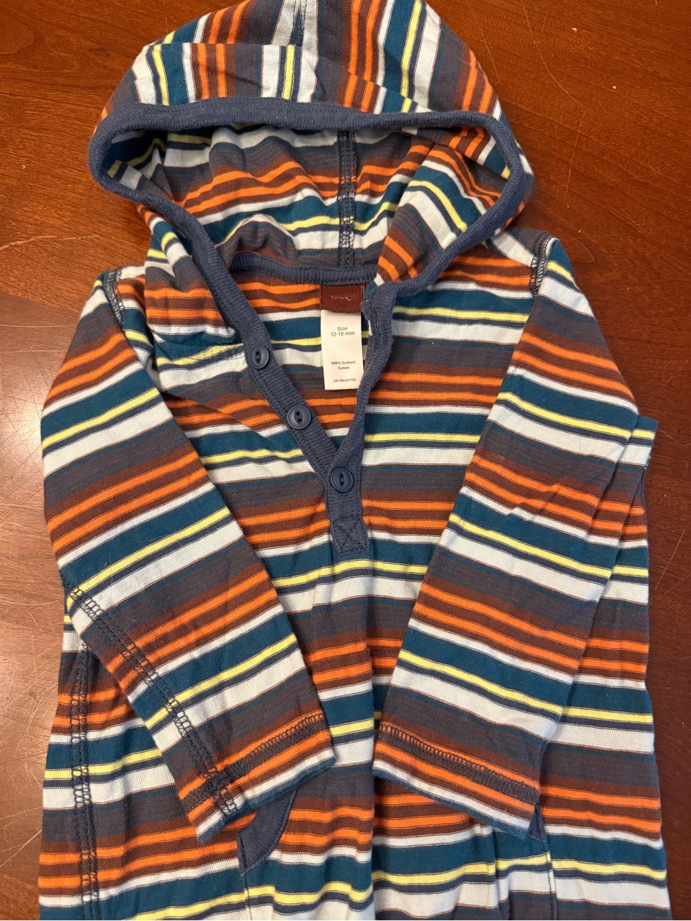 Tea Collection Autumn Striped Hooded Onesie 12-18 months
